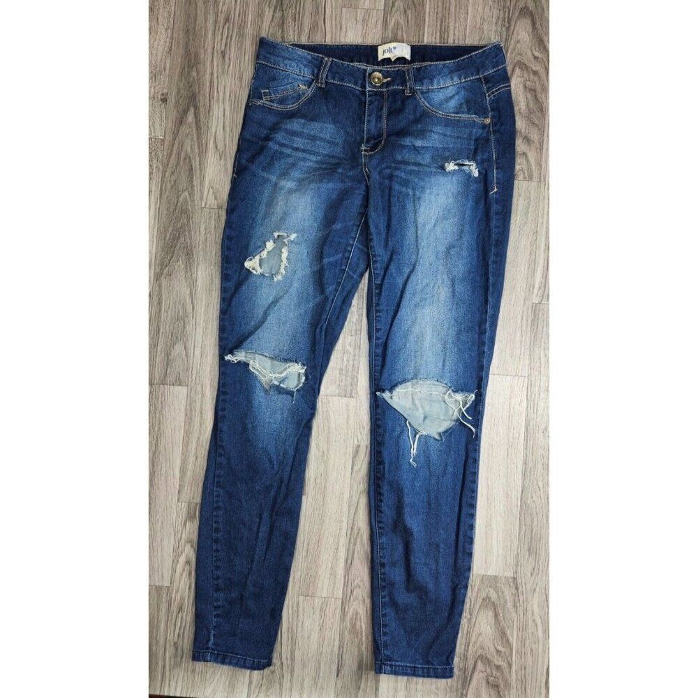 (3/$35) Jolt Juniors Size 5 Pockets‎ Distressed Whiskered Denim Blue Jeans